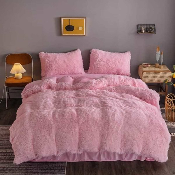 pink fluffy duvet cover